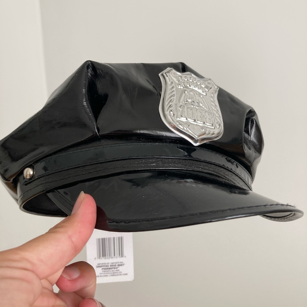 Black Police Cap with Silver Badge